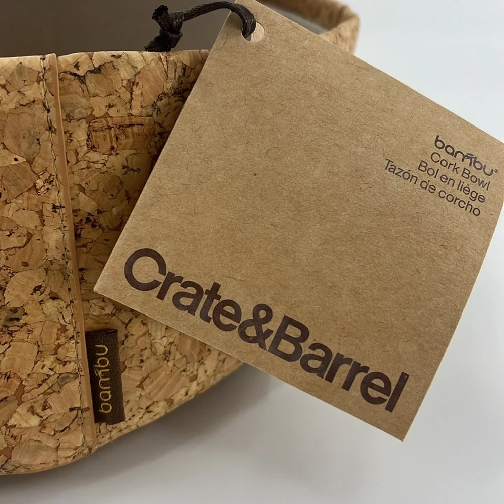 CRATE & BARREL Bambu Cork Bowl NWT